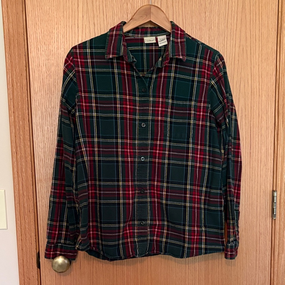 L.L. Bean Women's Scotch Plaid Flannel Shirt L Princess Mary